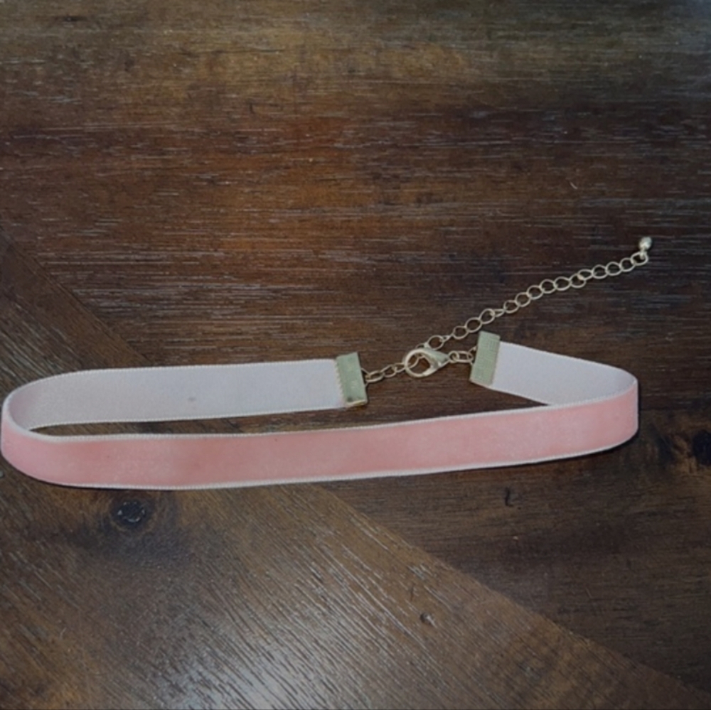 light pink velvet choker